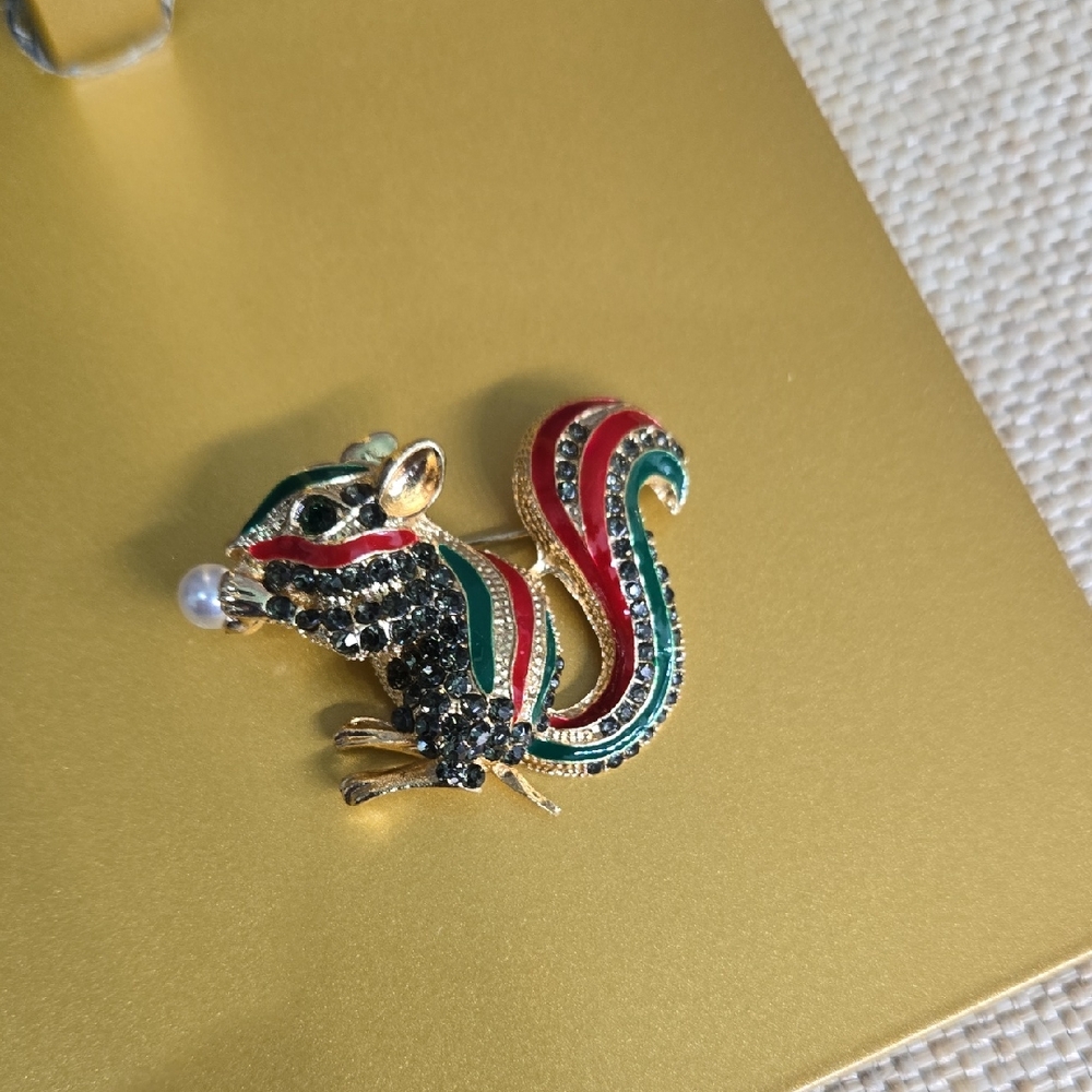 Colorful Brooch with Pearl Accent